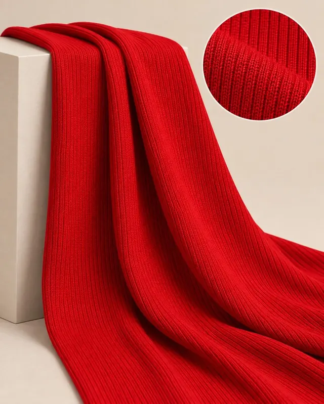 Tecido Ribana na cor vermelho Ferrari
