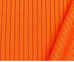 Amostra do tecido Canelado na cor Laranja Neon